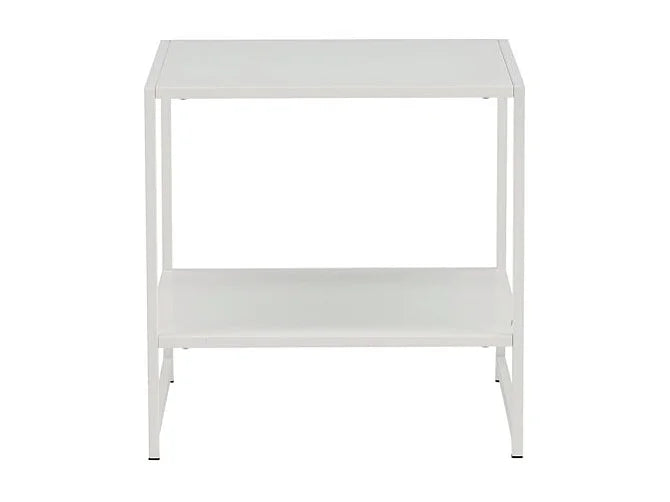 Bout de canapé carré acier blanc avec étagère – STAVEN