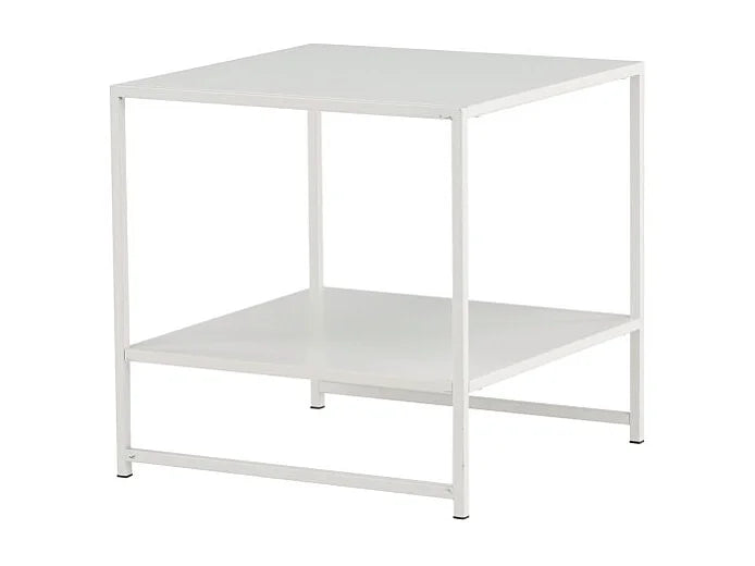 Bout de canapé carré acier blanc avec étagère – STAVEN