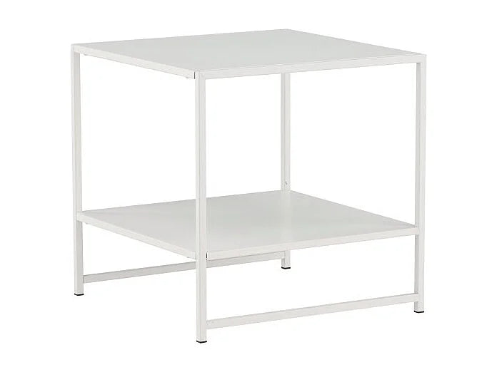 Bout de canapé carré acier blanc avec étagère – STAVEN