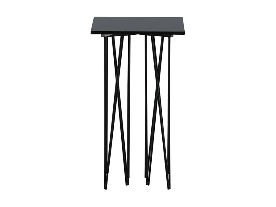 Bout de canapé carré en acier noir effet pierre – BASALT