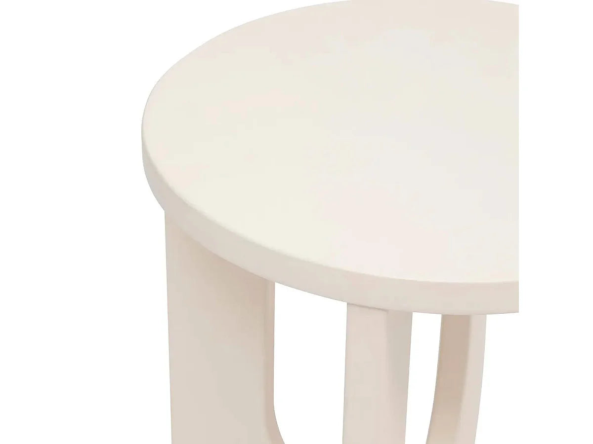 Bout de canapé rond en MDF ivoire mat – BLÉMA