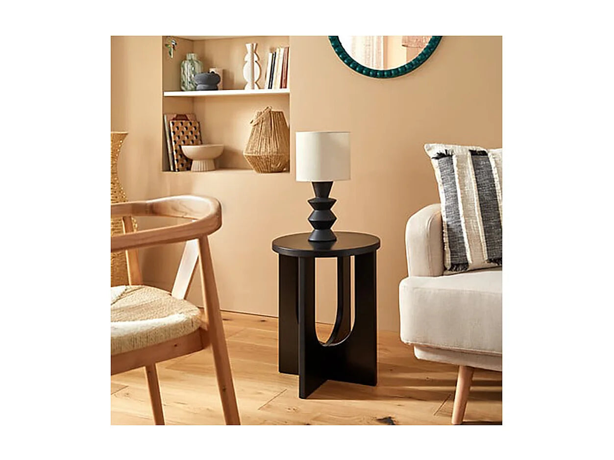 Bout de canapé rond design noir en MDF – BLOOM