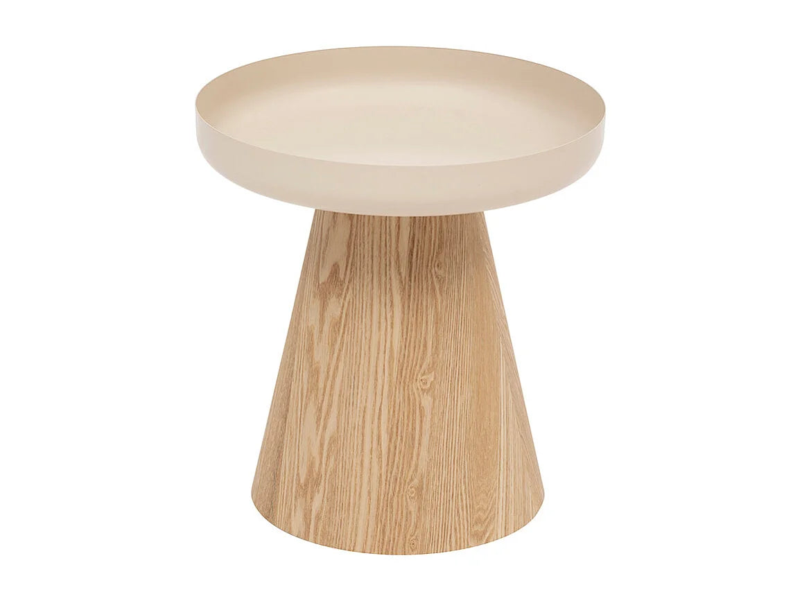 Bout de canapé rond design en bois beige mat – FRENYA