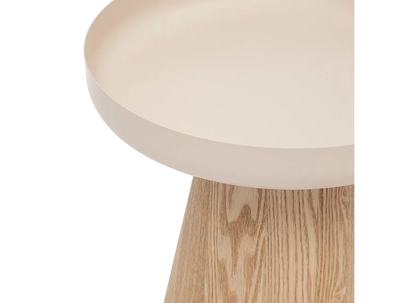 Bout de canapé rond design en bois beige mat – FRENYA