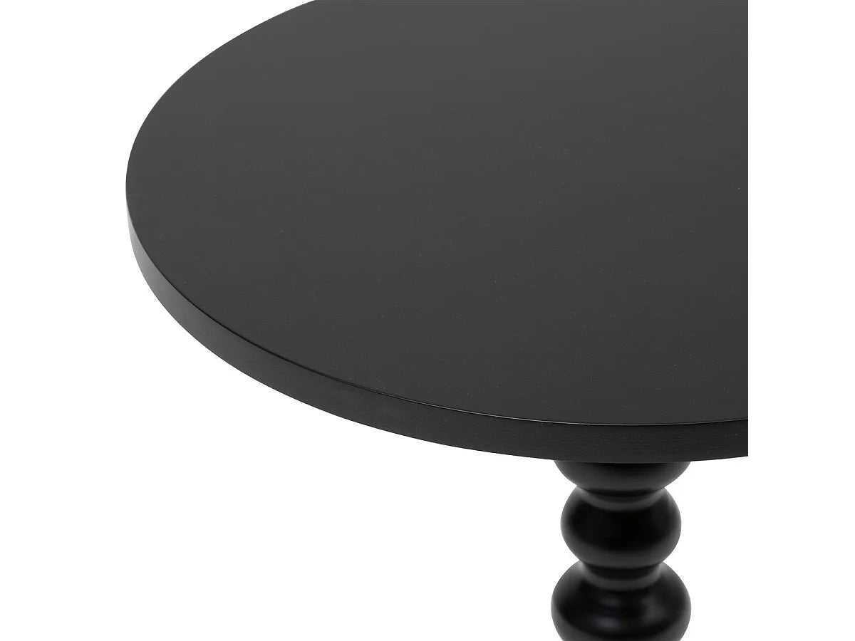 Bout de canapé rond en bois noir mat – PINÉO
