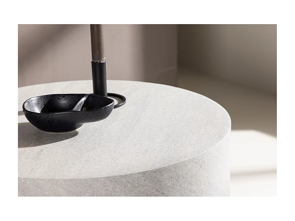 Bout de canapé rond effet marbre gris clair – MARLO