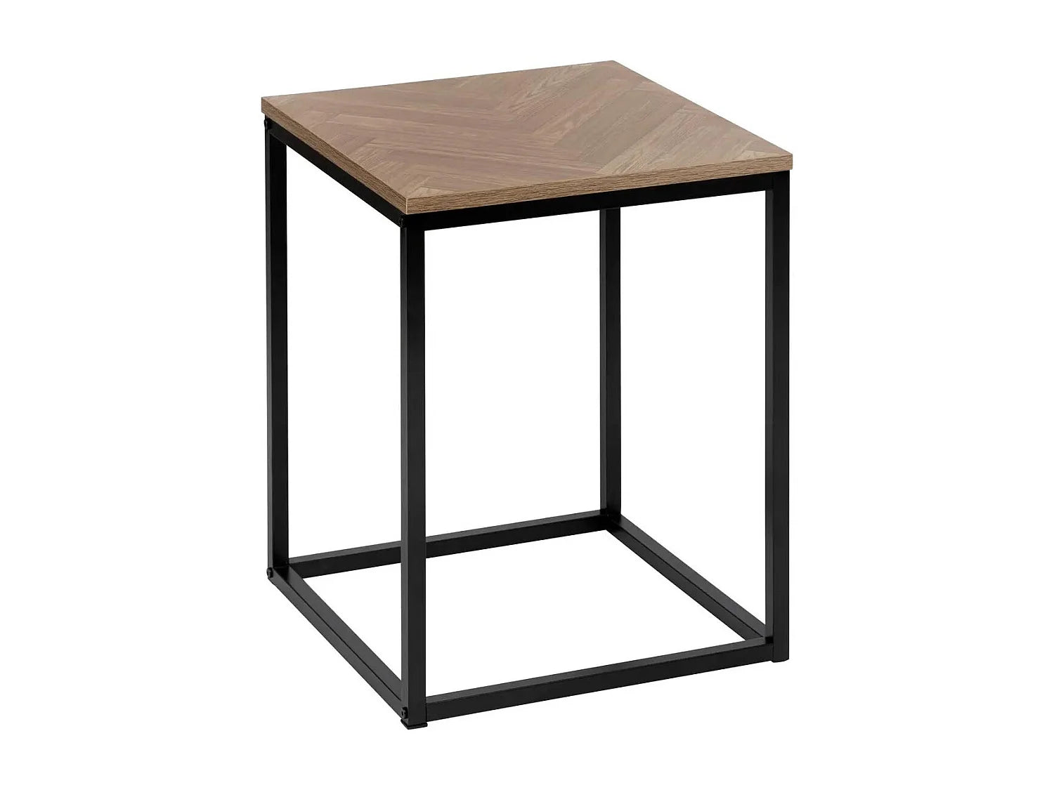 Bout de canapé carré chevrons naturel et noir – TWEED