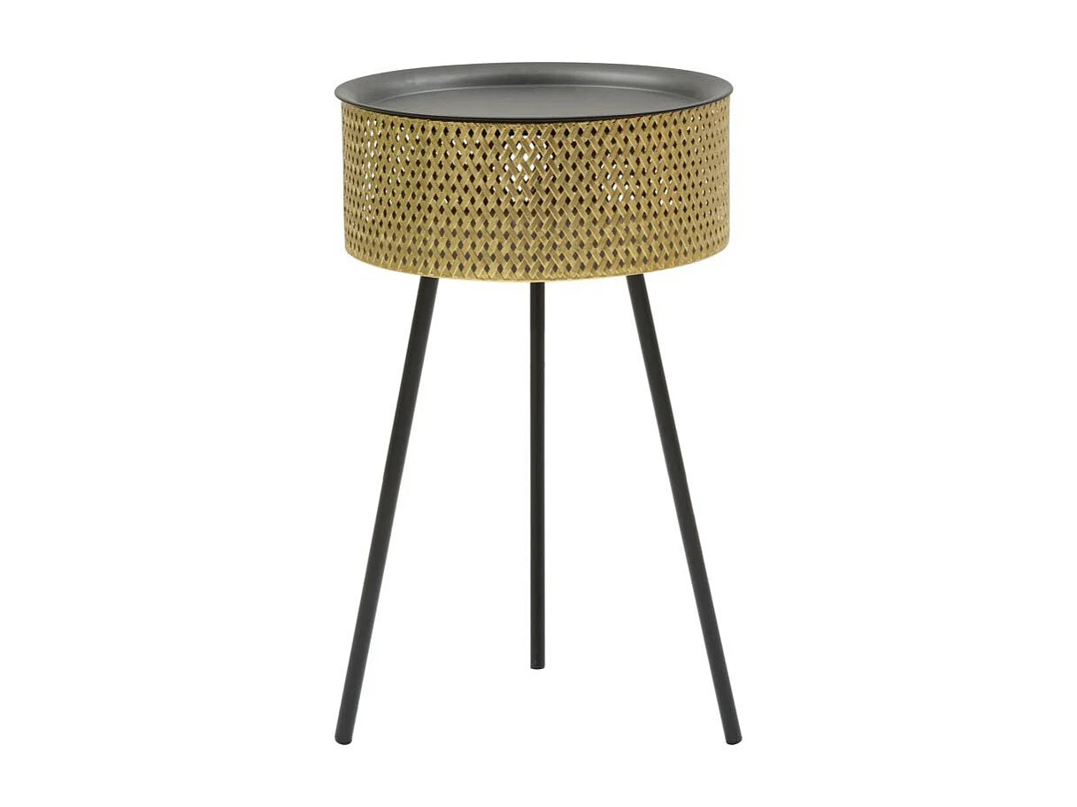 Bout de canapé métal doré et noir avec panier – GLENVA