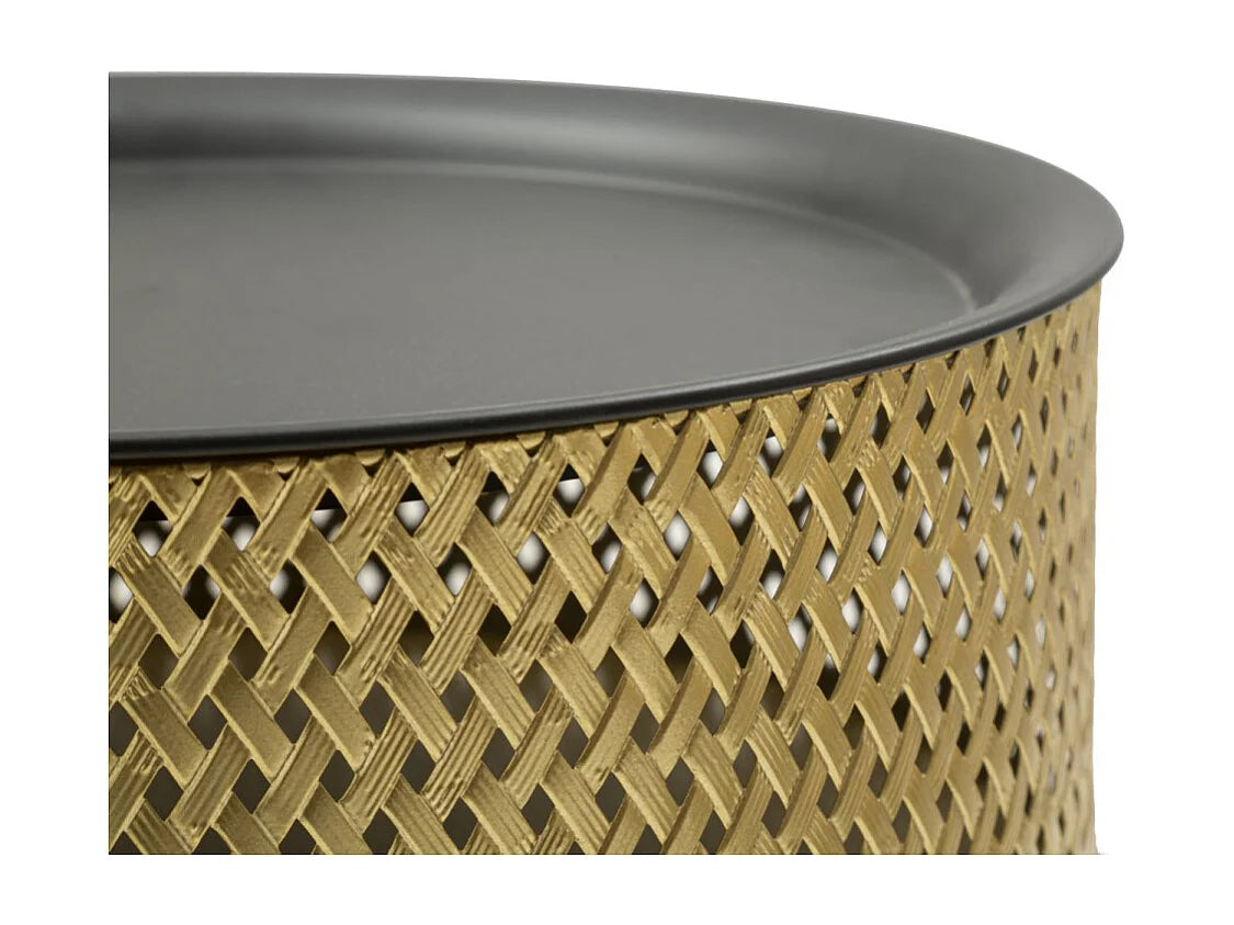 Bout de canapé métal doré et noir avec panier – GLENVA