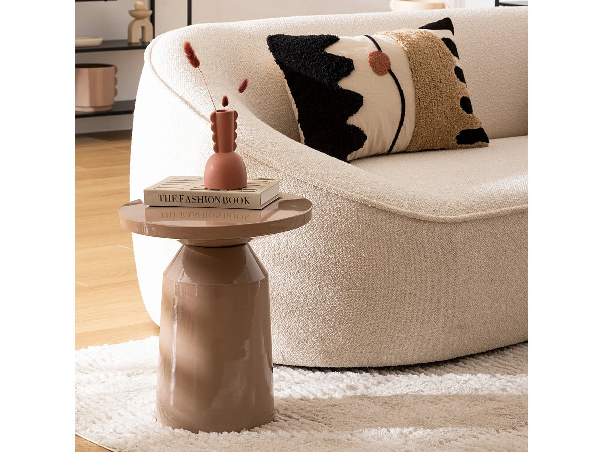 Bout de canapé rond en métal beige – GALET