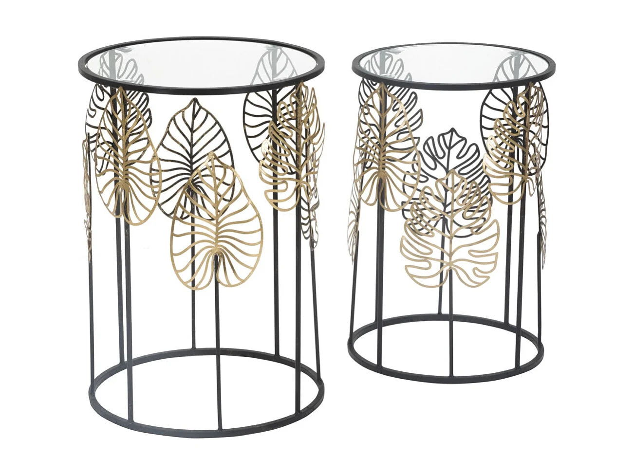 Bout de canapé verre et métal noir et or – FOGLIA