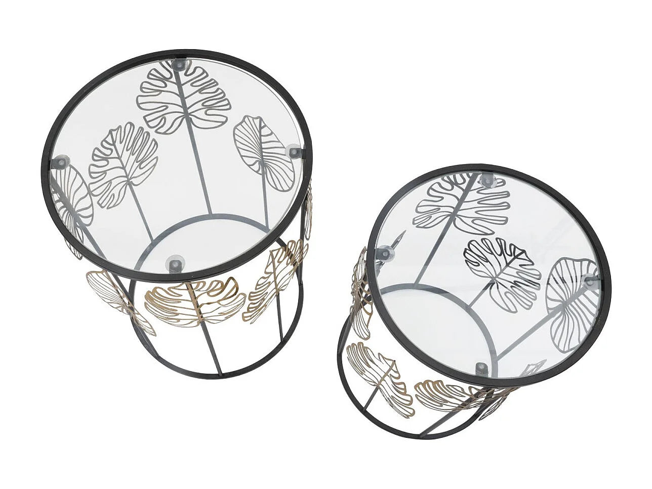 Bout de canapé verre et métal noir et or – FOGLIA