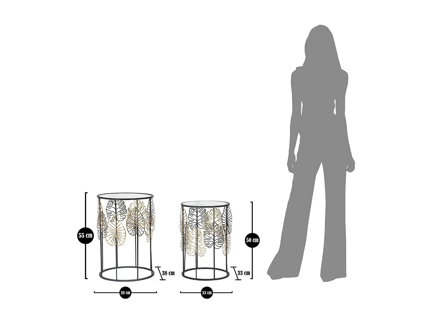 Bout de canapé verre et métal noir et or – FOGLIA