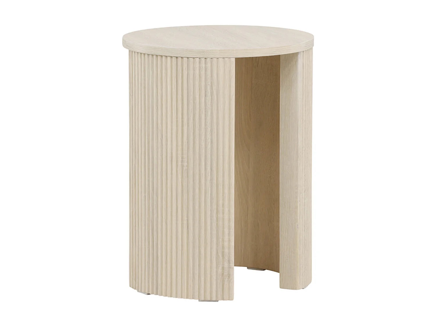 Bout de canapé rond nervuré naturel beige – CANNELO