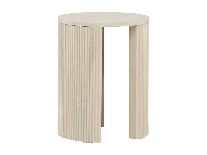 Bout de canapé rond nervuré naturel beige – CANNELO