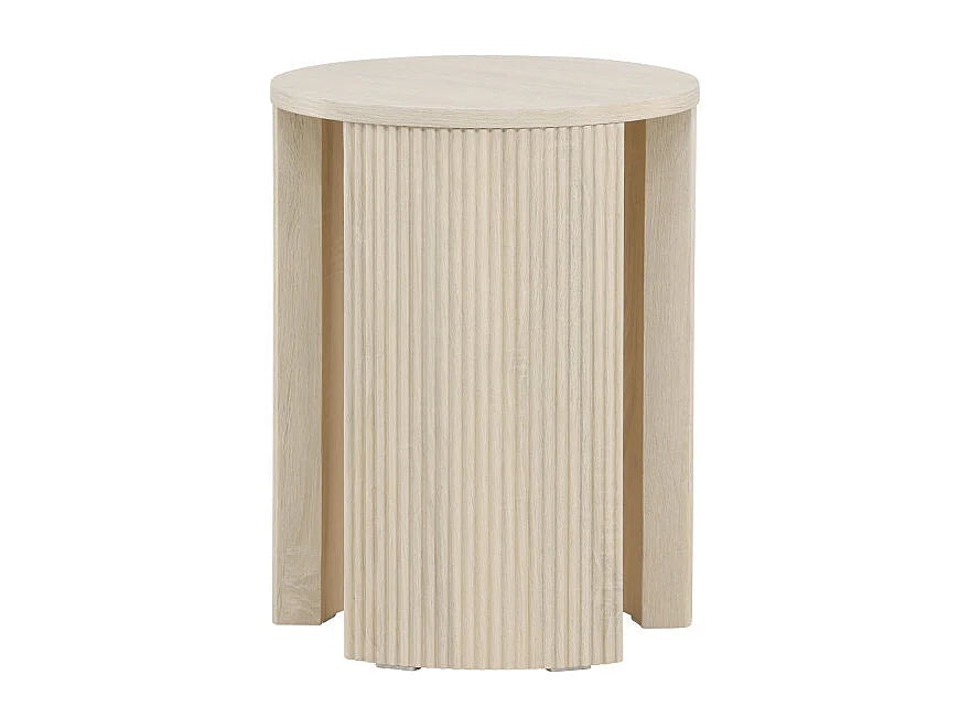 Bout de canapé rond nervuré naturel beige – CANNELO