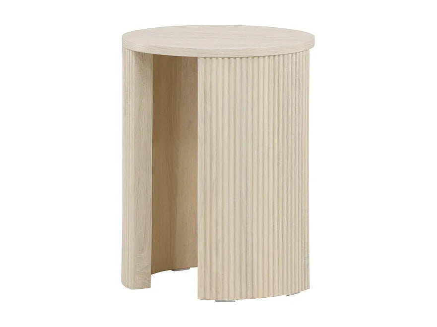 Bout de canapé rond nervuré naturel beige – CANNELO