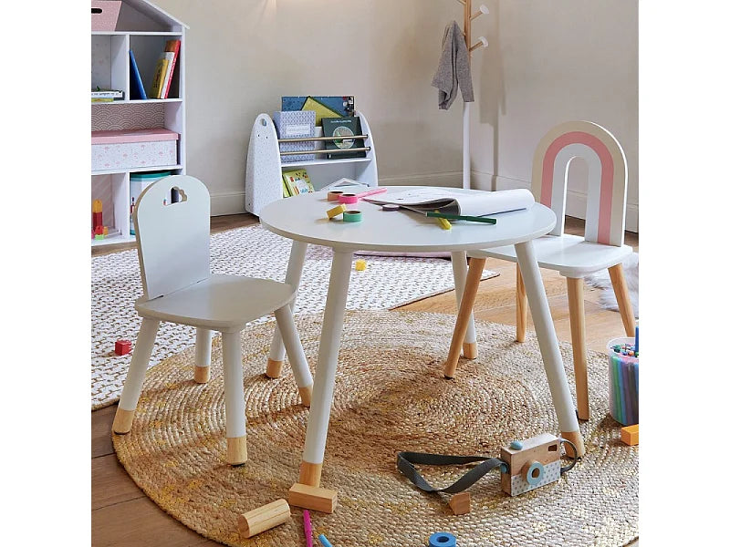 Bout de canapé rond en bois blanc compact – PALUMA