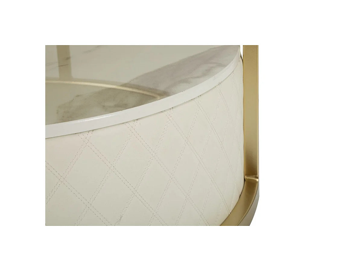 Bout de canapé rond effet marbre beige et or – SHARLÉE