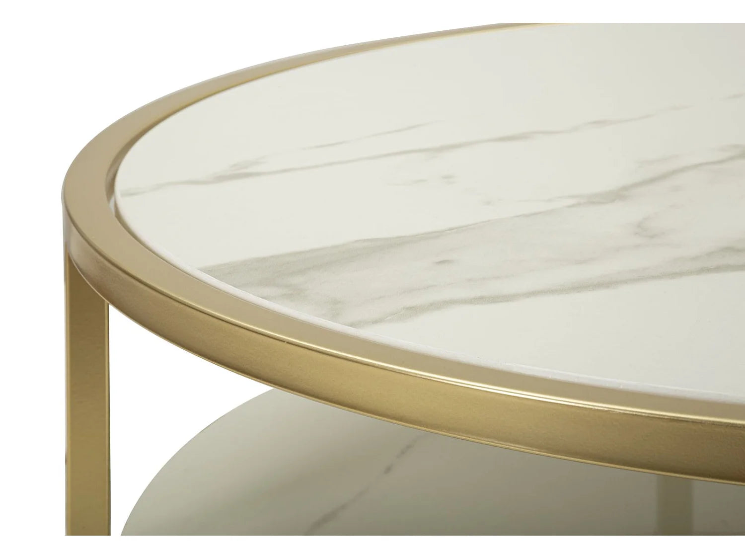 Bout de canapé rond effet marbre beige et or – SHARLÉE