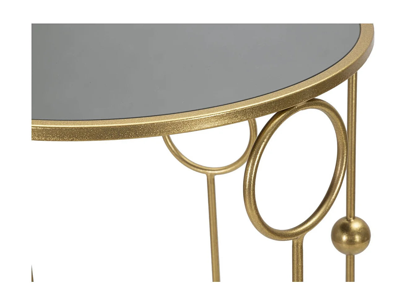 Bout de canapé rond en verre doré gigogne – AURORE