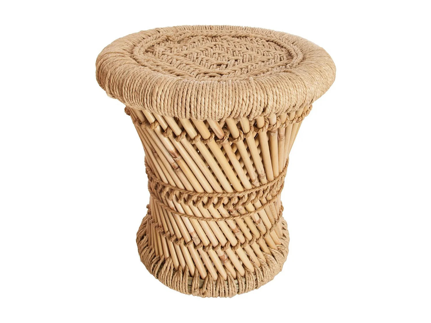 Bout de canapé en corde et bambou beige – LIANA