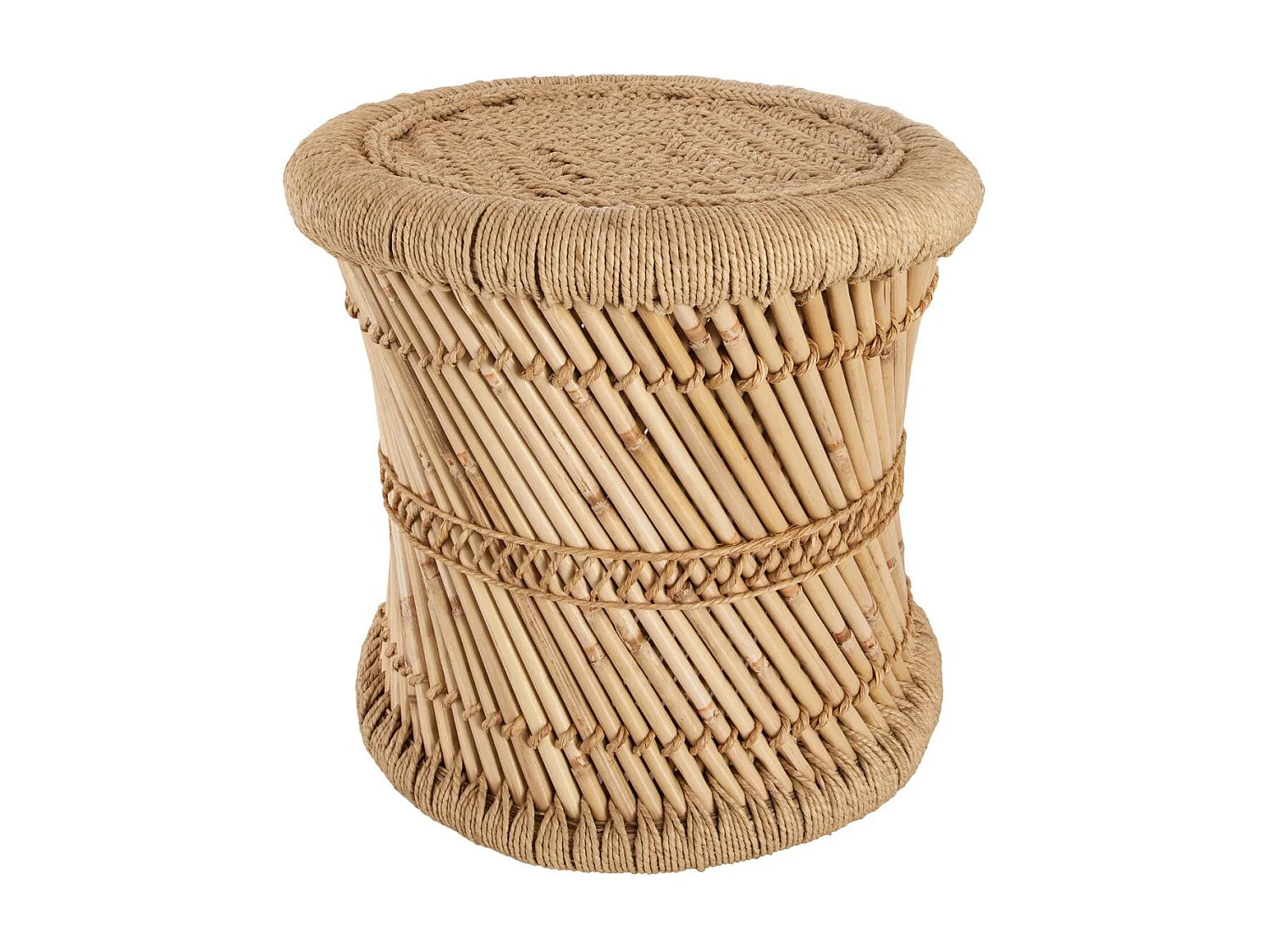 Bout de canapé en corde et bambou beige – LIANA