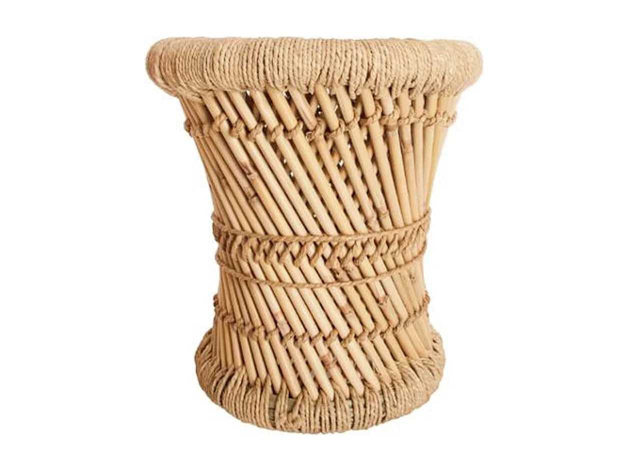 Bout de canapé en corde et bambou beige – LIANA