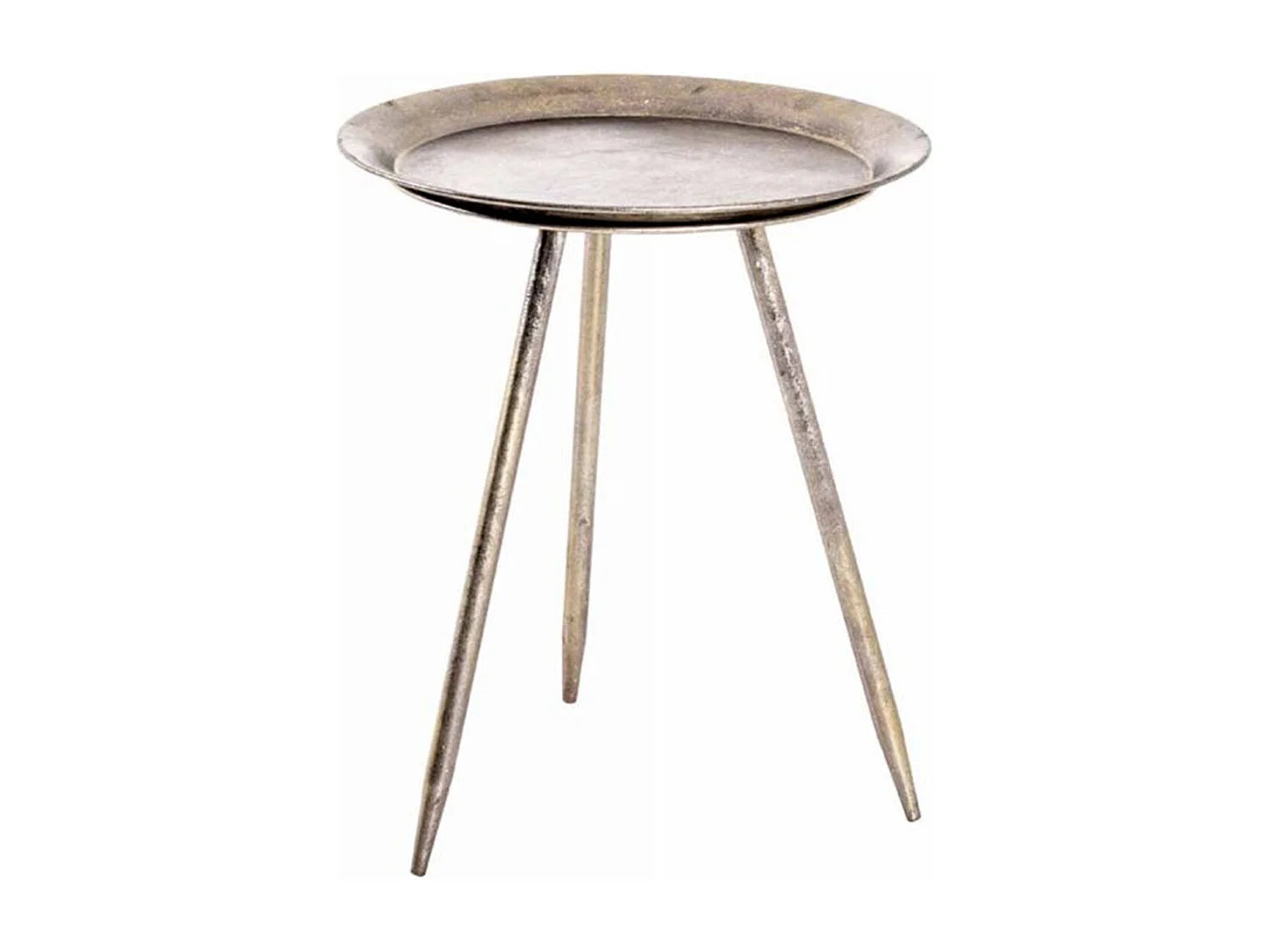 Bout de canapé rond en métal effet laqué gris – SHYNA