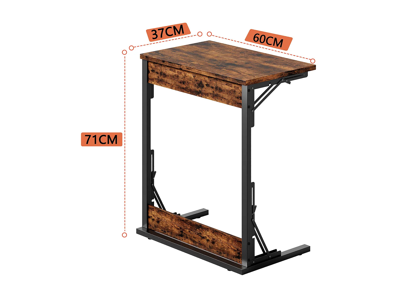 Bout de canapé pliable métal noir et bois brun – RUSTO