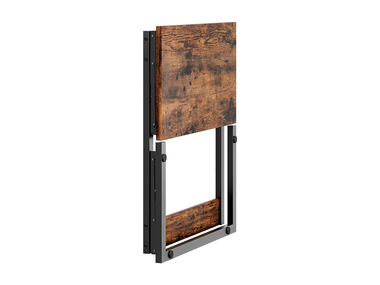 Bout de canapé pliable métal noir et bois brun – RUSTO