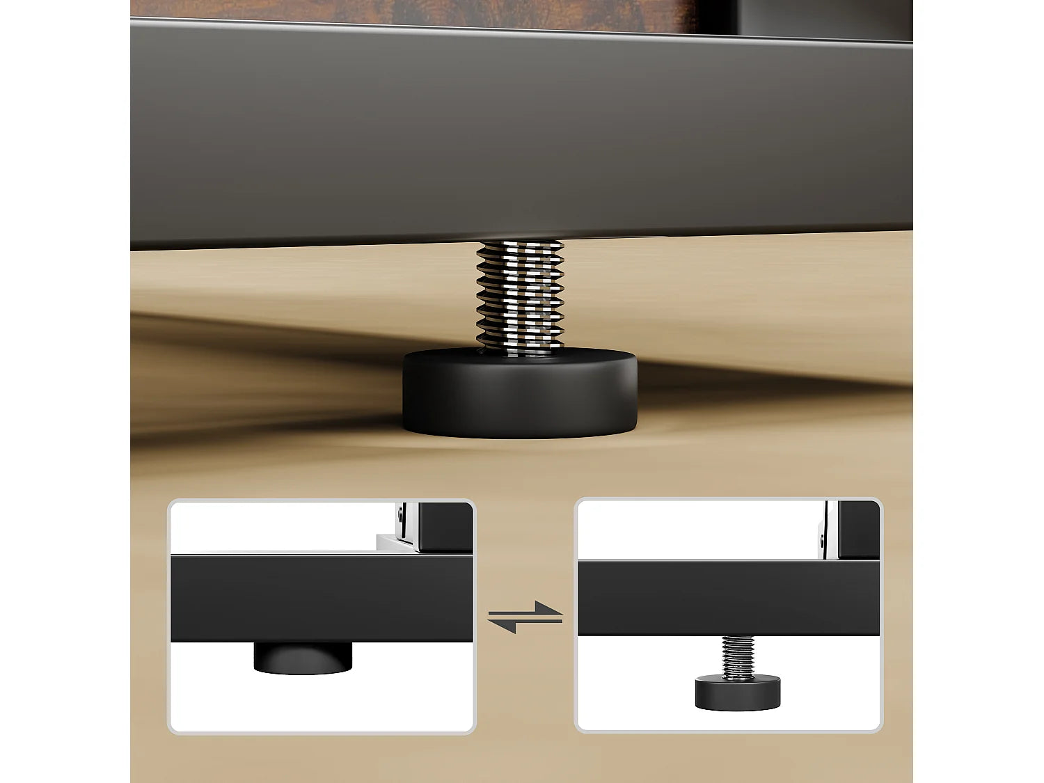 Bout de canapé pliable métal noir et bois brun – RUSTO