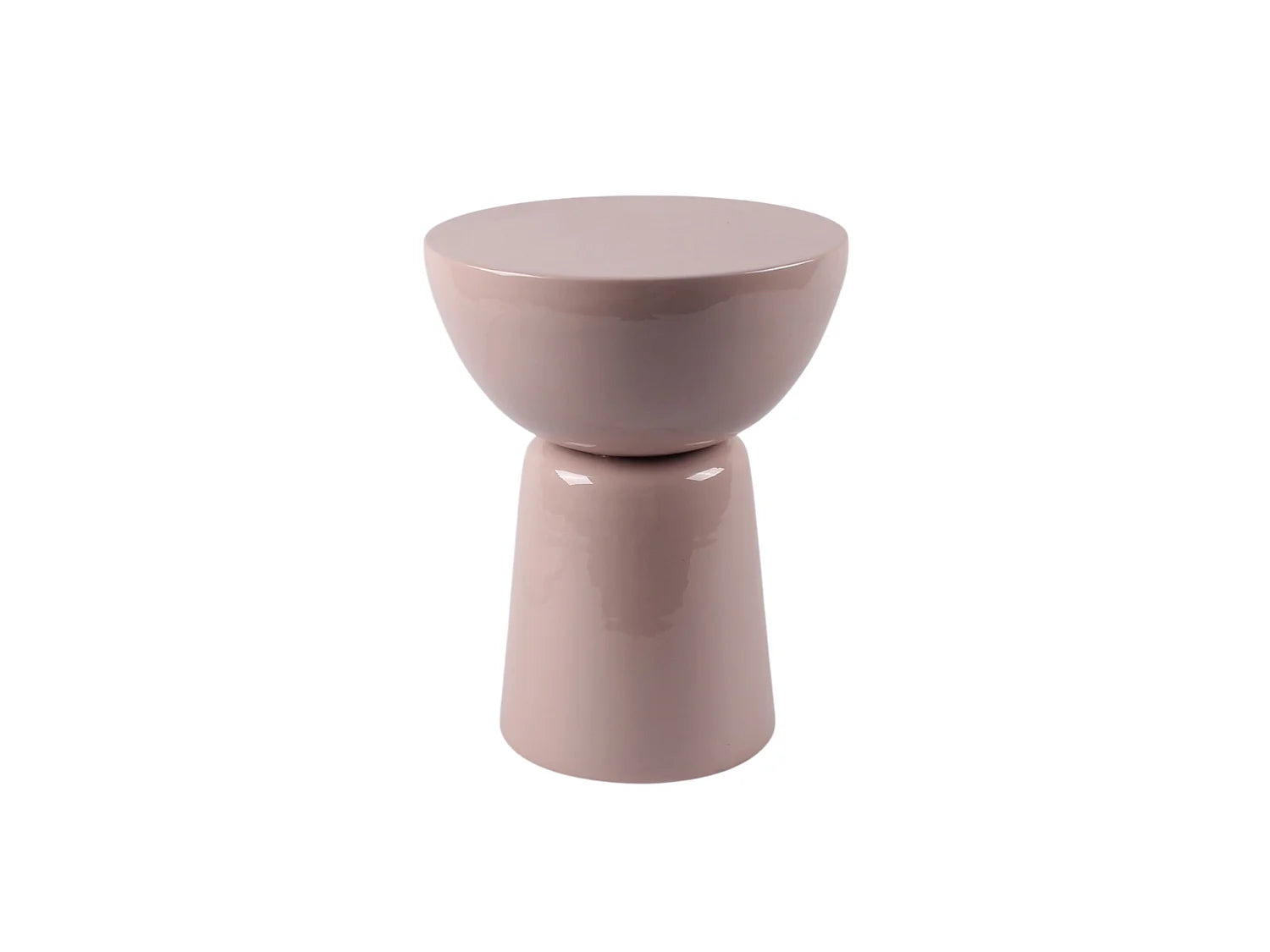 Bout de canapé rond en métal rose brillant – PIVOINE