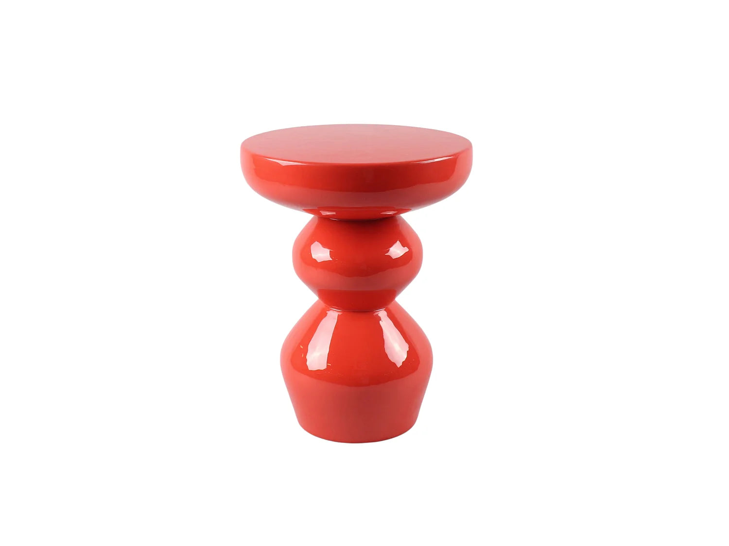 Bout de canapé rond en métal orange brillant – CLEMENTINE