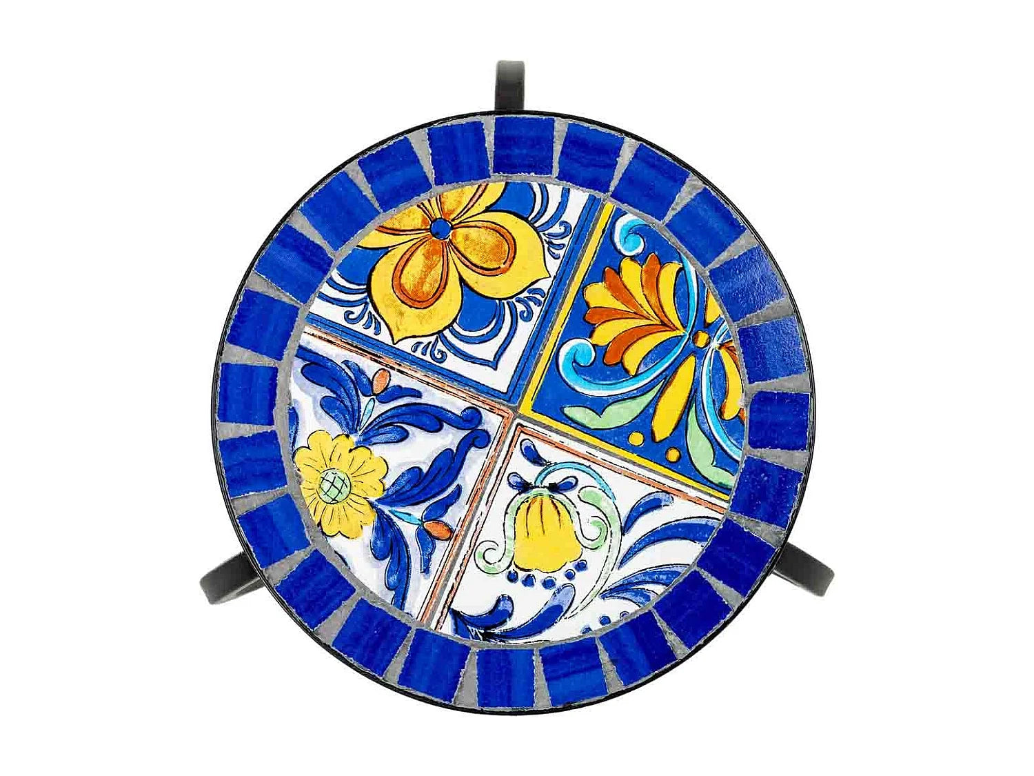 Bout de canapé mosaïque bleue et fer forgé – AZULI