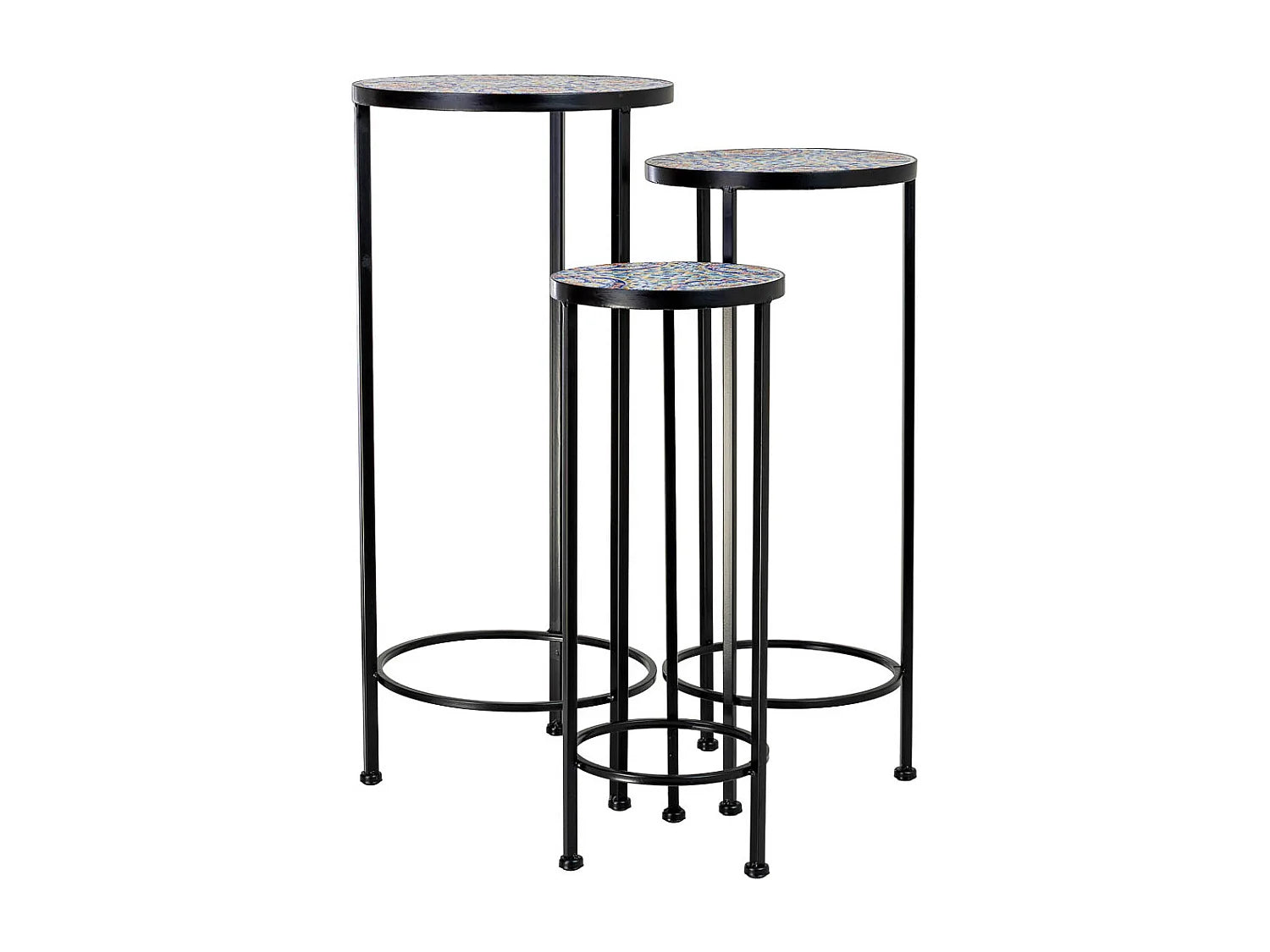 Bout de canapé lot de 3 métal mosaïque orange – ANDALUZ