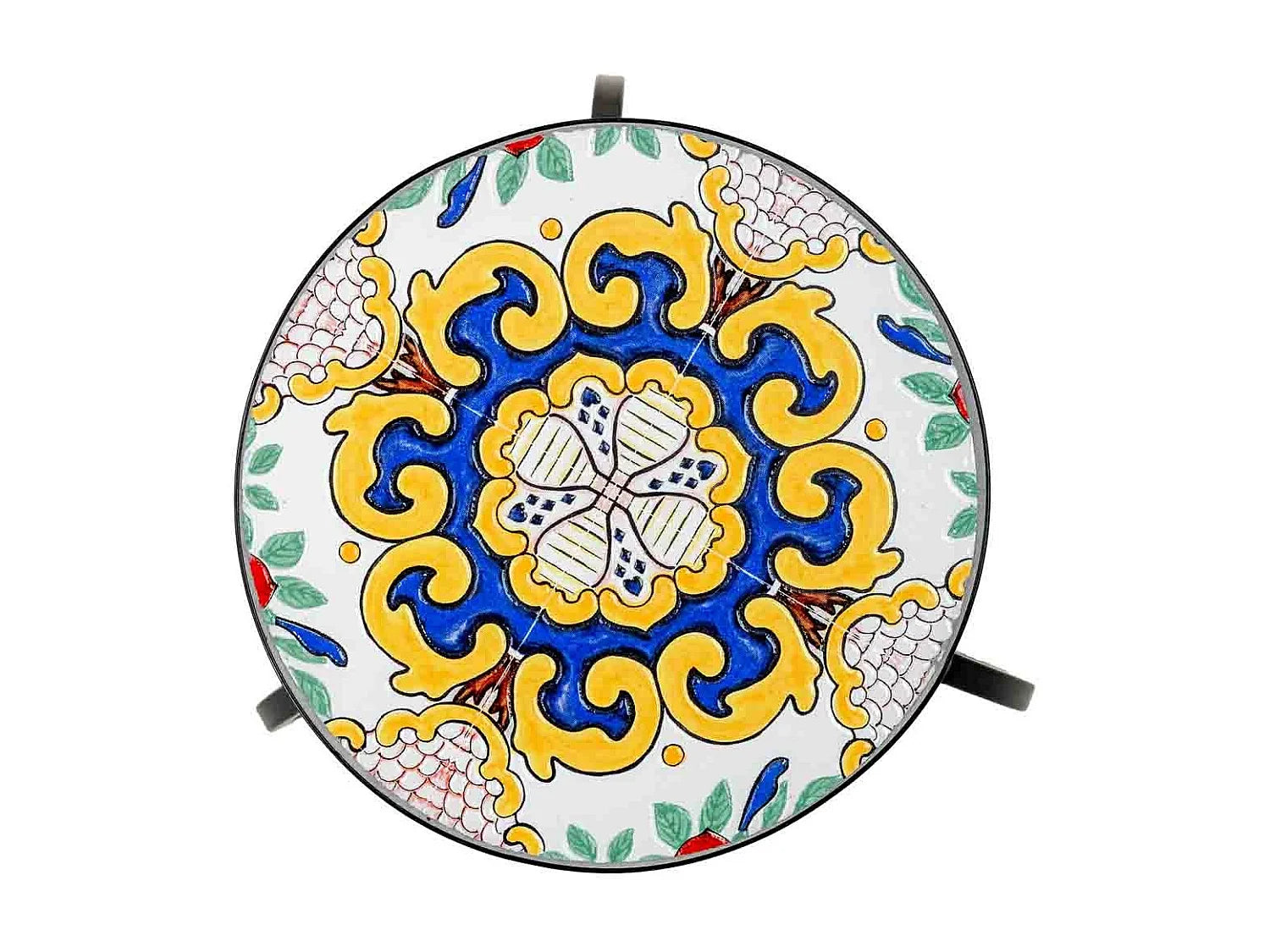 Bout de canapé mosaïque jaune et fer forgé – SOLEIL