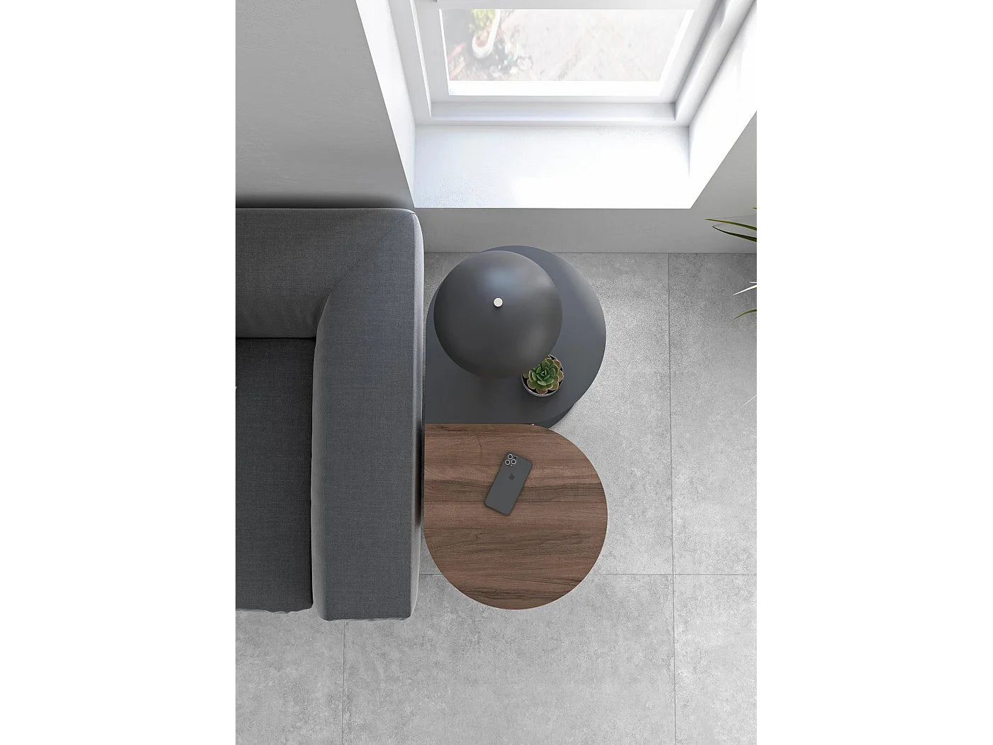 Bout de canapé guéridon en bois gris graphite – TREBOL