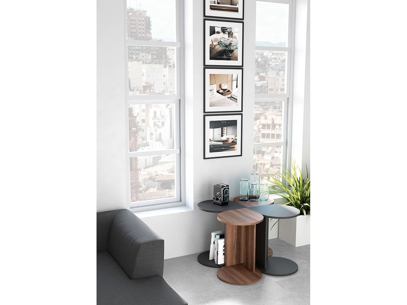 Bout de canapé guéridon en bois gris graphite – TREBOL