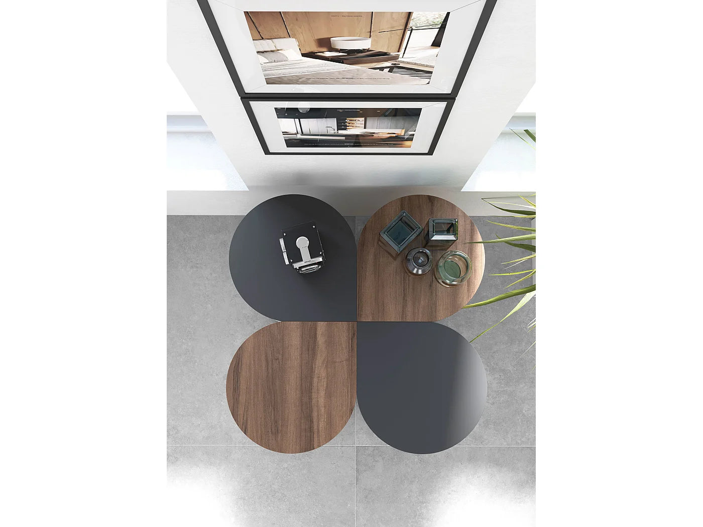 Bout de canapé guéridon en bois gris graphite – TREBOL