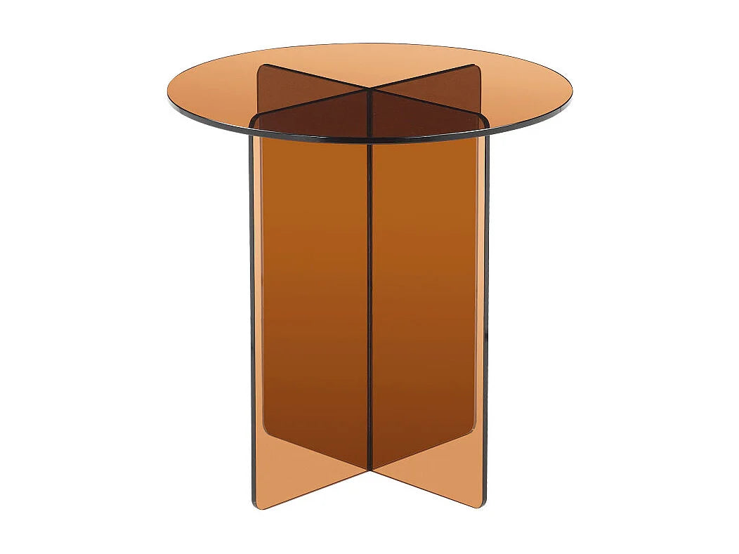 Bout de canapé rond en verre teinté marron – BRUNÉO