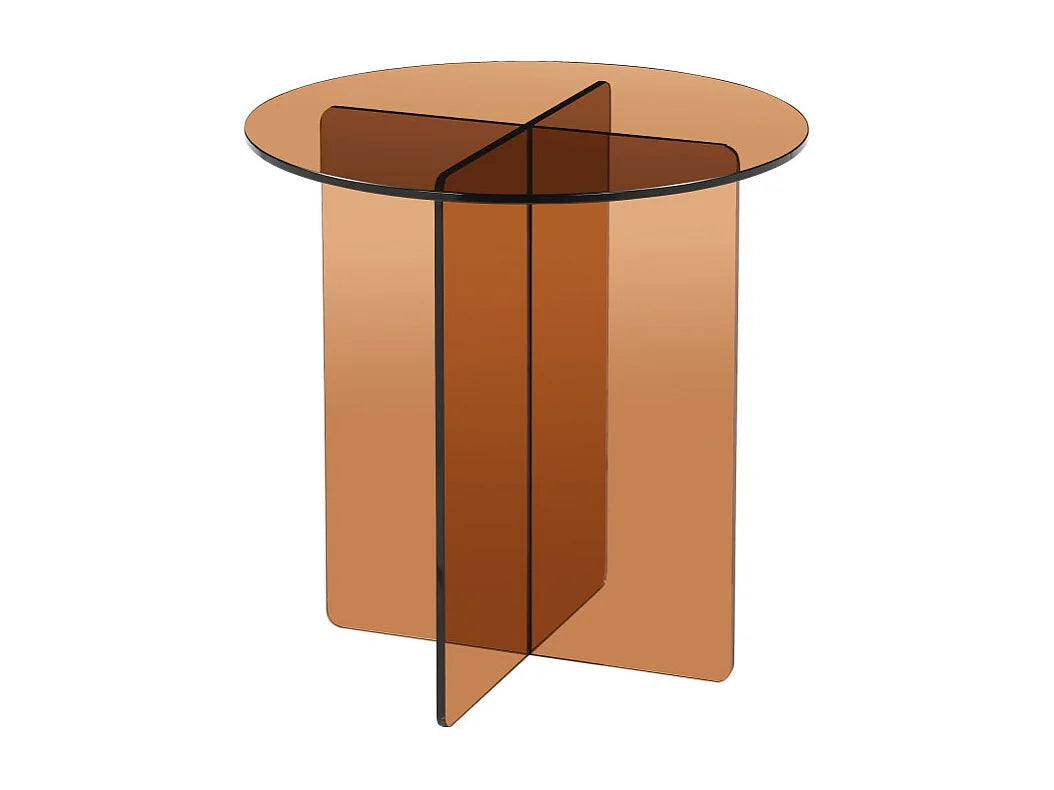 Bout de canapé rond en verre teinté marron – BRUNÉO