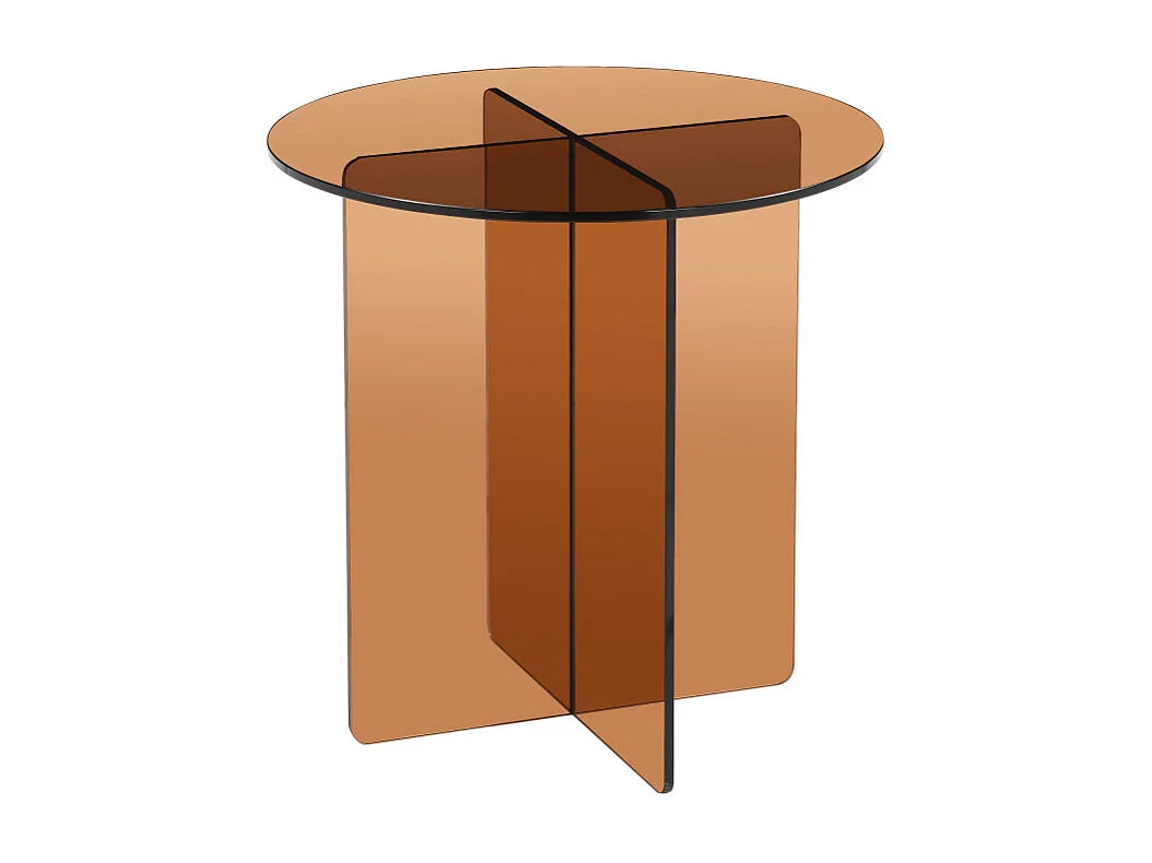 Bout de canapé rond en verre teinté marron – BRUNÉO