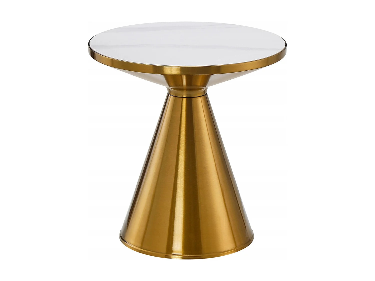 Bout de canapé rond en marbre blanc et or – SETHIA