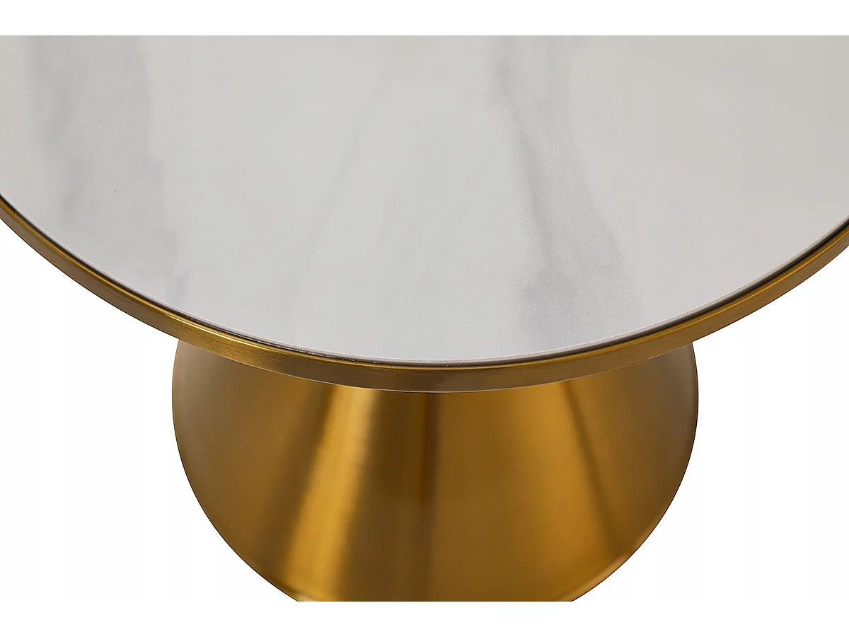 Bout de canapé rond en marbre blanc et or – SETHIA