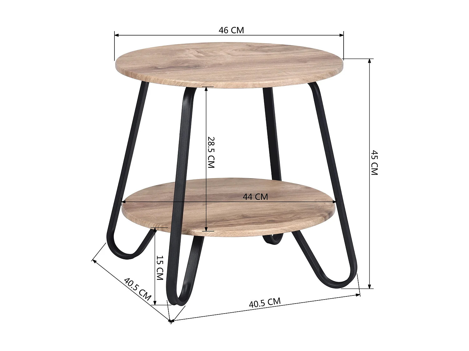 Bout de canapé rond en bois massif beige – LINDËN
