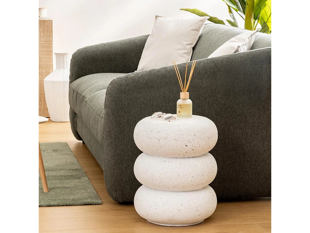 Bout de canapé en magnésie effet terrazzo blanc – TOTEMA