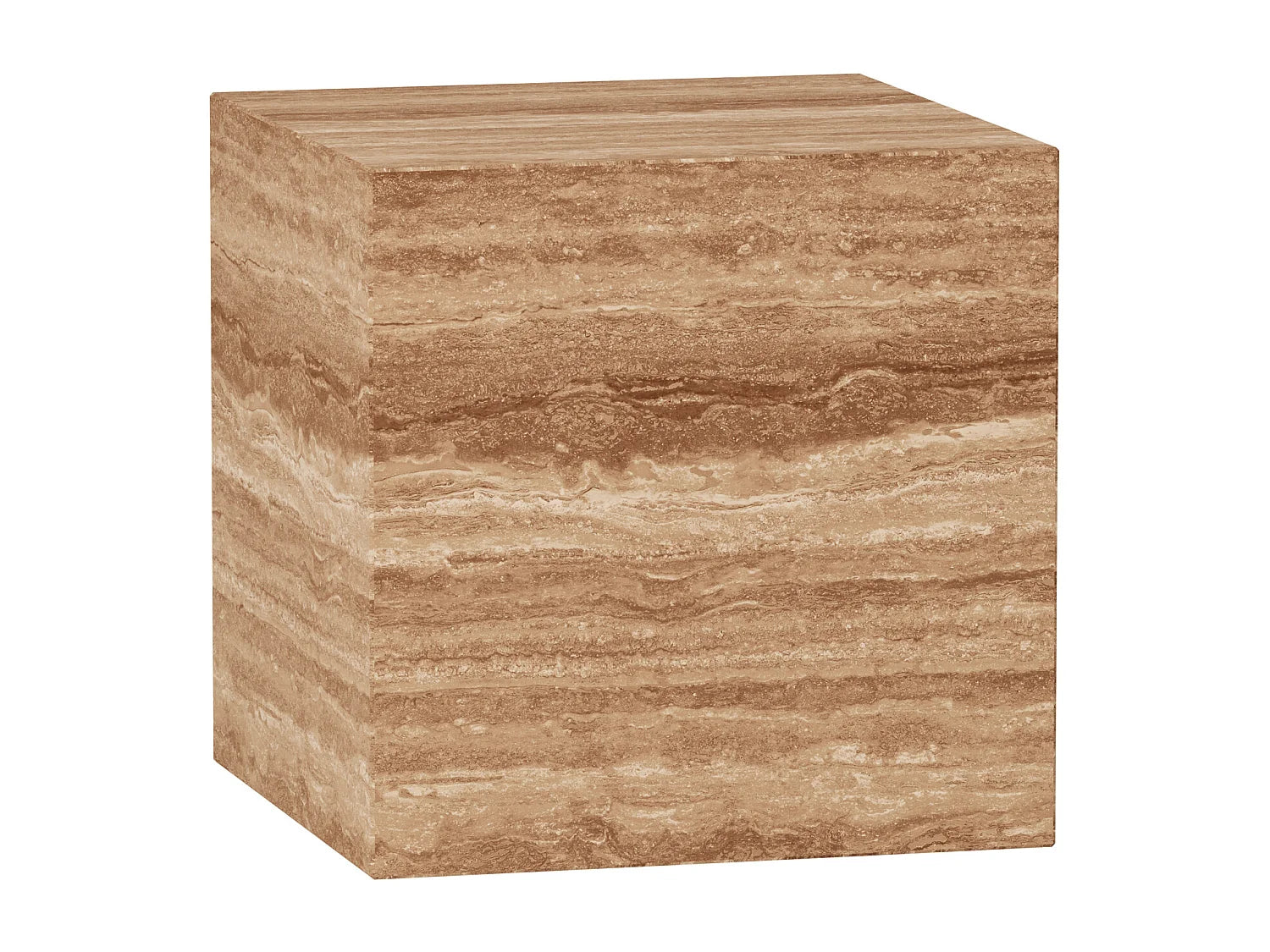 Bout de canapé cubique en travertin noyer – LITHOS