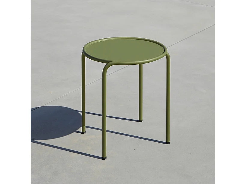 Bout de canapé rond métal vert intérieur extérieur – PRADO
