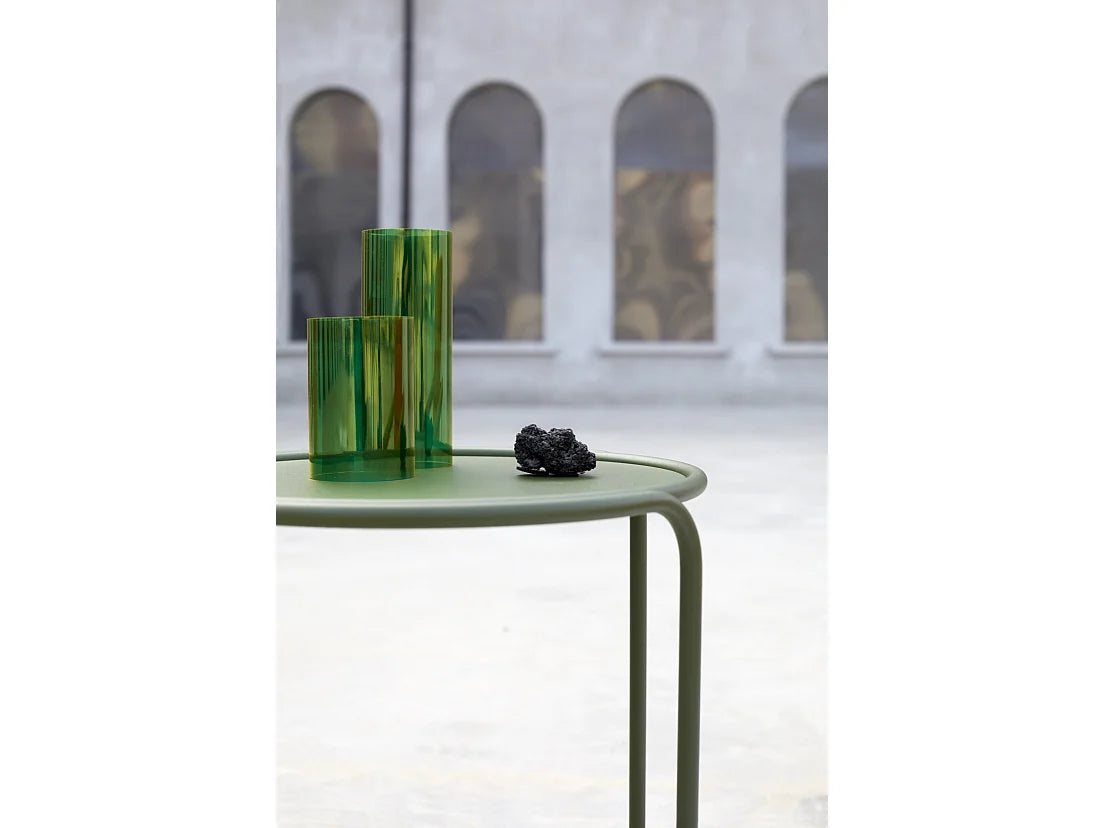 Bout de canapé rond métal vert intérieur extérieur – PRADO